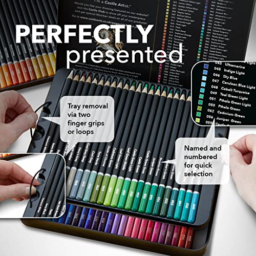 Castle Art Supplies juego de 72 lápices de colores para libros de colorear para adultos. Serie de calidad y con minas de colores vibrantes