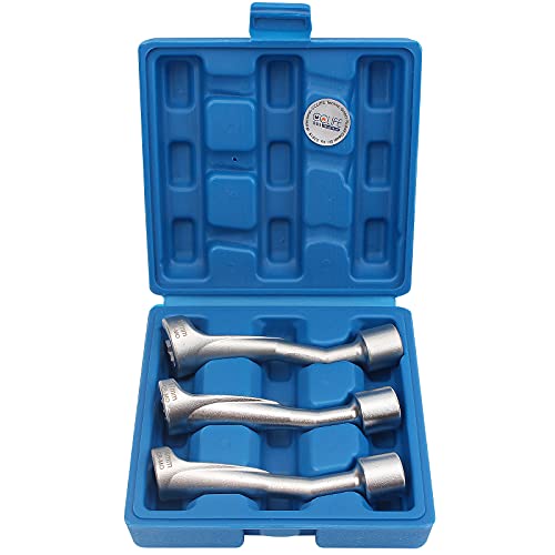 CCLIFE 3pzs Juego de llaves especiales de líneas de inyección diesel de 1/2',Material CR-MO 14/17/19mm|llave de tubo con anillo de apertura de 6 lados