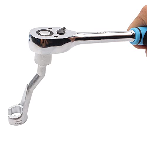 CCLIFE 3pzs Juego de llaves especiales de líneas de inyección diesel de 1/2',Material CR-MO 14/17/19mm|llave de tubo con anillo de apertura de 6 lados