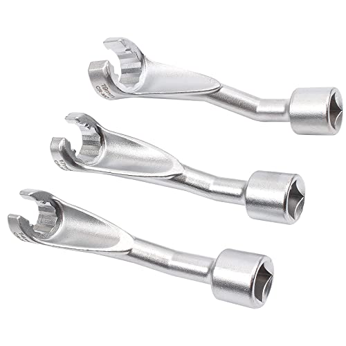 CCLIFE 3pzs Juego de llaves especiales de líneas de inyección diesel de 1/2',Material CR-MO 14/17/19mm|llave de tubo con anillo de apertura de 6 lados