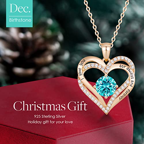 CDE Collares de Corazón para Mujer de Plata 925 Collares Colgante de Mujer Colgante de Diamantes Niña, con Caja Regalo, Regalo para Día de la Madre Esposa y Novia Cian