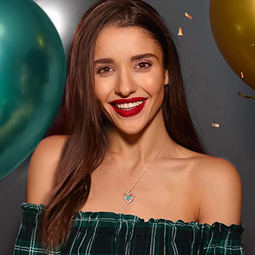 CDE Collares de Corazón para Mujer de Plata 925 Collares Colgante de Mujer Colgante de Diamantes Niña, con Caja Regalo, Regalo para Día de la Madre Esposa y Novia Cian