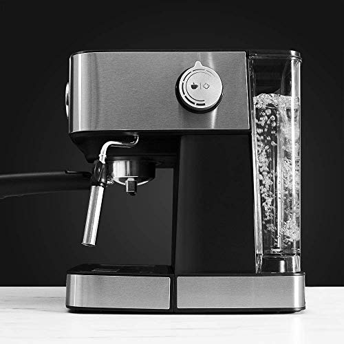 Cecotec Cafetera Express Power Espresso 20 Matic Professionale. 850 W, 20 Bares, Manómetro, Depósito de 1,5L, Brazo Doble Salida, Vaporizador, Superficie Calientatazas, Acabados en Acero Inoxidable