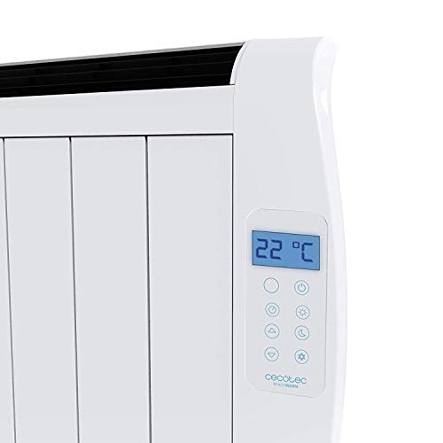 Cecotec Radiador Eléctrico Bajo Consumo Ready Warm 2000 Thermal. 10 Elementos, 1500W, De pared o pie, 3 Modos, Temporizador, Mando, Pantalla LED, Blanco