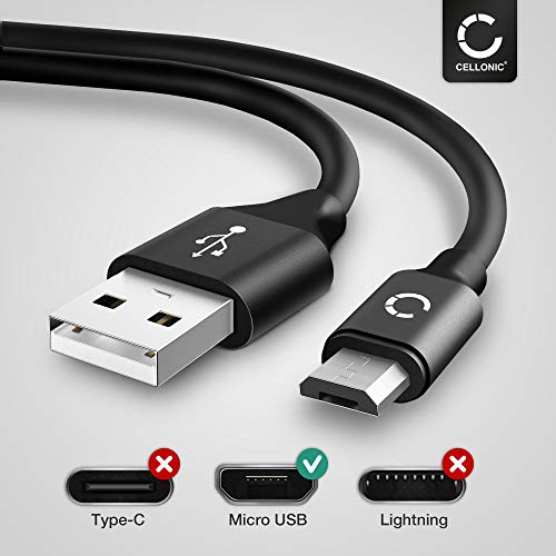 CELLONIC® Cable de Datos USB 2m Compatible con Sony Dualshock 4 / PS VR Aim Controller Cable Carga Micro USB a USB A 2.0 2A PVC Negro