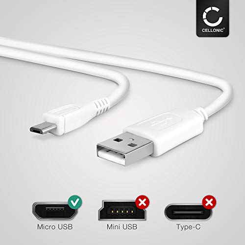 CELLONIC® Cable USB Datos 1m Compatible con bq Aquaris V, V Plus, U2, U2 Lite, X5, X5 Plus, Cyanogen, E5 HD, FHD, E6, E4.5, A4.5 Cable de Carga Micro USB a USB A 2.0 1A Blanco conexión USB PVC