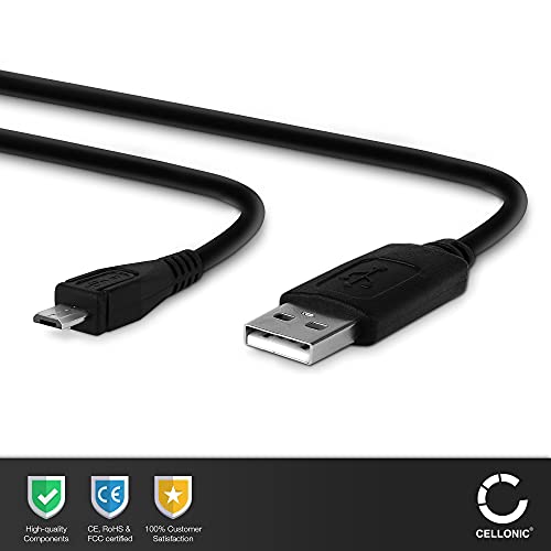 CELLONIC® Cable USB datos 1m compatible con móviles bq Aquaris V, V Plus, U2, U2 Lite, X5, X5 Plus, X5 Cyanogen, E5 HD, E5 FHD, E6, E4.5, A4.5, U, U Plus Cable Carga Micro USB a USB A 2.0 1A negro PVC