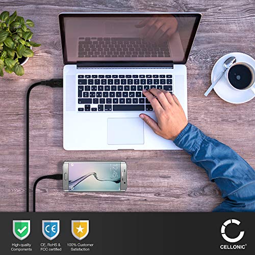 CELLONIC® Cable USB datos 1m compatible con móviles bq Aquaris V, V Plus, U2, U2 Lite, X5, X5 Plus, X5 Cyanogen, E5 HD, E5 FHD, E6, E4.5, A4.5, U, U Plus Cable Carga Micro USB a USB A 2.0 1A negro PVC