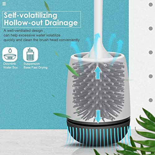 Cepillo para Inodoros,Cepillo y soporte para inodoro de silicona,uego de portaescobillas para inodoro para baño, kit de cepillo de limpieza para inodoro de silicona con cepillo de cerdas suaves (A)