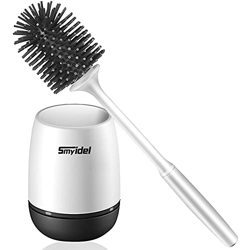 Cepillo para Inodoros,Cepillo y soporte para inodoro de silicona,uego de portaescobillas para inodoro para baño, kit de cepillo de limpieza para inodoro de silicona con cepillo de cerdas suaves (A)