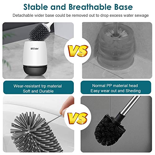 Cepillo para Inodoros,Cepillo y soporte para inodoro de silicona,uego de portaescobillas para inodoro para baño, kit de cepillo de limpieza para inodoro de silicona con cepillo de cerdas suaves (A)