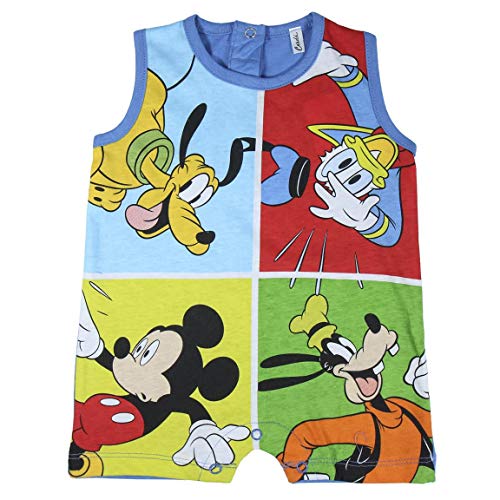 Cerdá Bebe Niño de Disney Donald, Pluto, Goofy y Mickey-24 Meses-100% Algodon Pelele, Azul, 24 Meses para Bebés