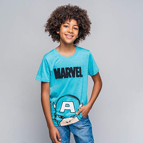 CERDÁ LIFE'S LITTLE MOMENTS Camiseta Capitán América Niño-Licencia Oficial Marvel, Azul, 8 años para Niños