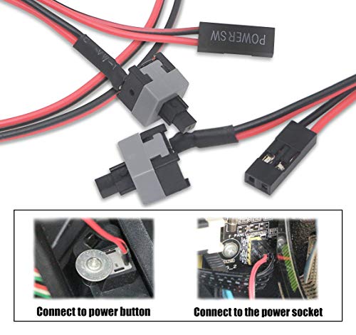 CERRXIAN Cable de conmutador de host de PC de 2 pines para reiniciar el cable de alimentación de 50 cm ATX, botón de encendido, botón de reinicio de la placa madre interruptor de puente (4 unidades)