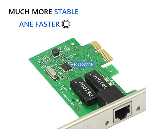 CERRXIAN RT8111F PCIe1x 1000M Lan Card,Gigabit Ethernet PCI Express PCI-E Tarjeta de red RJ45 LAN adaptador convertidor para PC de escritorio