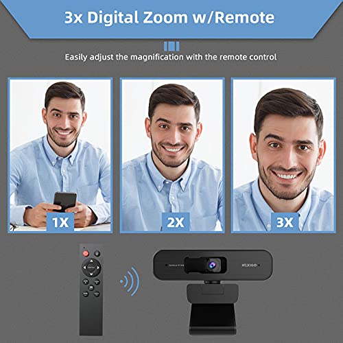 Certificación Zoom, Cámara Web con Zoom NexiGo N940P 2K con Controles Remotos y de Software | Sensor Sony Starvis | 1080P @ 60FPS | Zoom 3X | Micrófono Estéreo Dual, para Zoom/Skype/Teams (Negro)