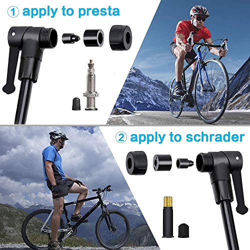 Cevikno - Mini Bomba de Aire para Bicicleta, Bomba de Suelo para Bicicleta, para Presta & Schrader, con Válvulas Compactas Fiables, Portátil, para BMX, Bicicleta de Carreras, Bicicleta de Montaña
