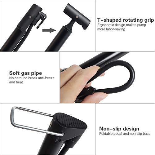 Cevikno - Mini Bomba de Aire para Bicicleta, Bomba de Suelo para Bicicleta, para Presta & Schrader, con Válvulas Compactas Fiables, Portátil, para BMX, Bicicleta de Carreras, Bicicleta de Montaña