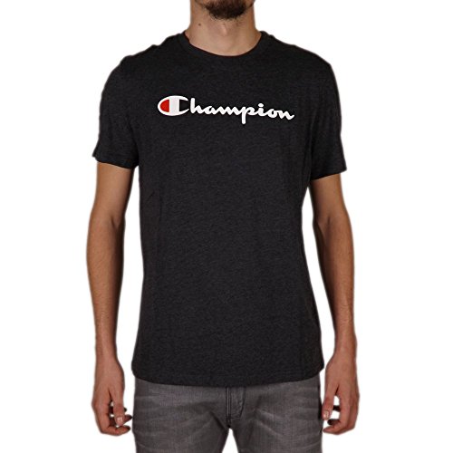 Champion Classic Logo Crewneck T-Shirt Camiseta, Carbón, S para Hombre