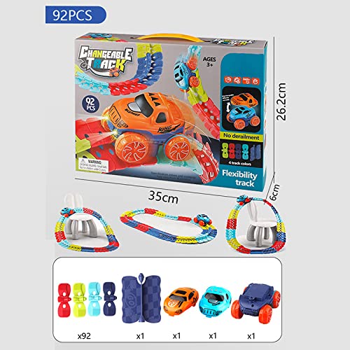 Changeable Track with LED Light-Up Race Car Flexible Assembled Track Birthday Gift for Kids Boys Girls