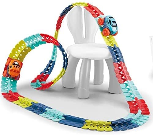 Changeable Track with Led Light-Up Race Car Sidebar, Flexible Assembled Track Building Toys, Assembled Track Birthday Gift for Kids Age 3 Up Boys Girls. (138PCS)