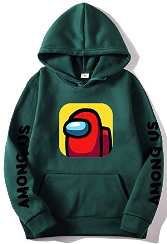 Chaos World Among us Hombre Sudadera con Capuch Entre Nosotros Hoodie con Manga Larga(3XL,Verde Oscuro)
