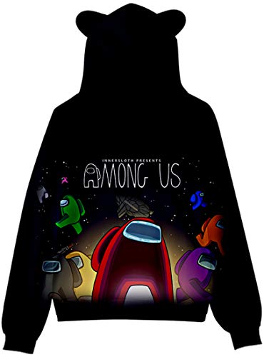 Chaos World Niños Among us Sudadera 3D con Capucha Orejas de Gato Entre Nosotros Manga Larga(130,0 Logo)