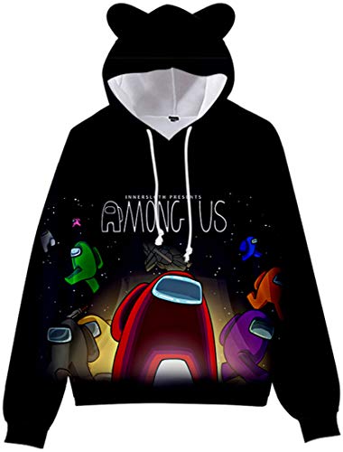 Chaos World Niños Among us Sudadera 3D con Capucha Orejas de Gato Entre Nosotros Manga Larga(130,0 Logo)