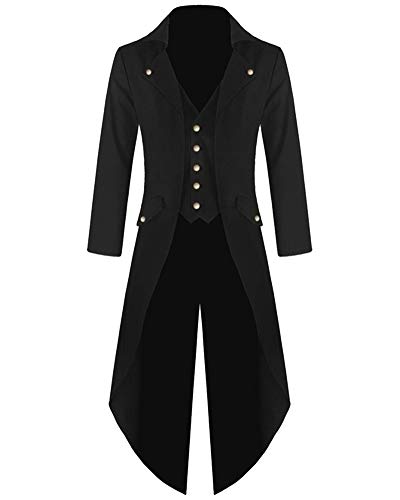 Chaqueta Retro de Mujer Steampunk de Abrigo Largo Gótico Elegantes Esmoquin Negro S