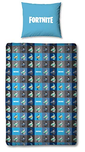 Character World Fortnite - Juego de ropa de cama (135 x 200 cm + 80 x 80 cm, 2 piezas, para adolescentes y jóvenes, 100% algodón)