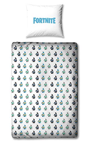 Character World Fortnite - Juego de ropa de cama (135 x 200 cm + 80 x 80 cm, 2 piezas, para adolescentes y jóvenes, 100% algodón)