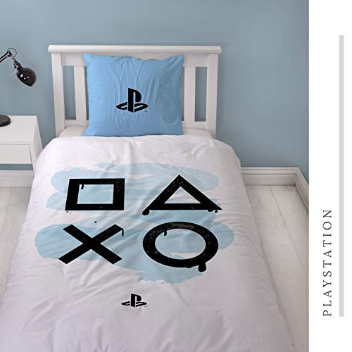Character World Juego de cama Playstation de 135 x 200 cm y funda de almohada de 80 x 80 cm, 100 % algodón