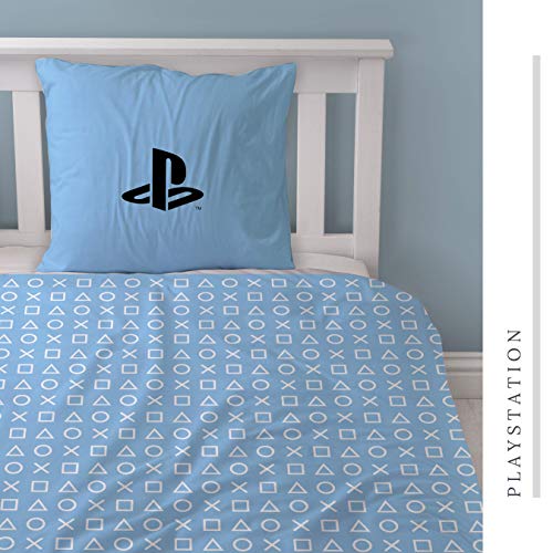 Character World Juego de cama Playstation de 135 x 200 cm y funda de almohada de 80 x 80 cm, 100 % algodón
