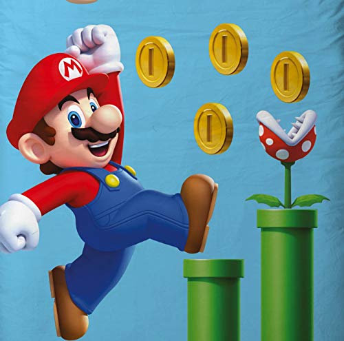 Character World Juego de cama reversible Super Mario, 135 x 200 cm, 80 x 80 cm, 100% algodón