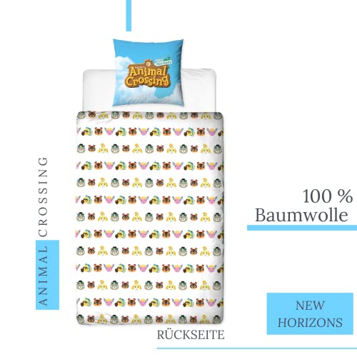 Character World Ropa de cama Animal Crossing 135 x 200 + 80 x 80 tamaño alemán · Nintendo New Horizons · 100% algodón · 2 piezas adolescentes ropa de cama infantil