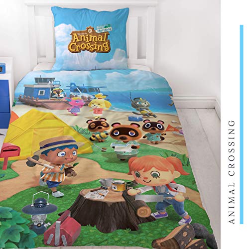Character World Ropa de cama Animal Crossing 135 x 200 + 80 x 80 tamaño alemán · Nintendo New Horizons · 100% algodón · 2 piezas adolescentes ropa de cama infantil