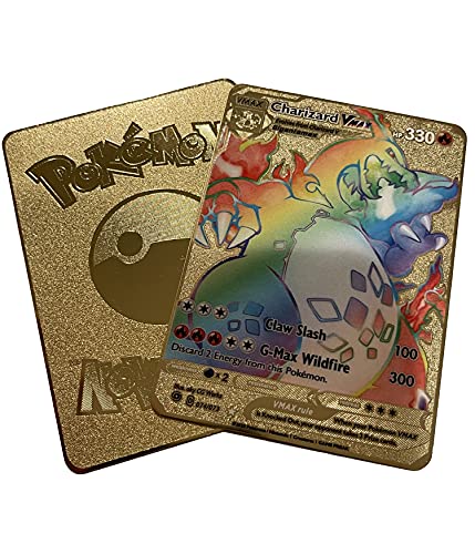 Charizard VMAX Tarjeta Pokémon - Tarjeta de coleccionista brillante Rainbow Gold - Suministro limitado