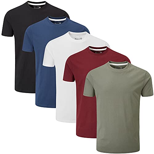 Charles Wilson Paquete 5 Camisetas Cuello Redondo Lisas (Large, Essentials)