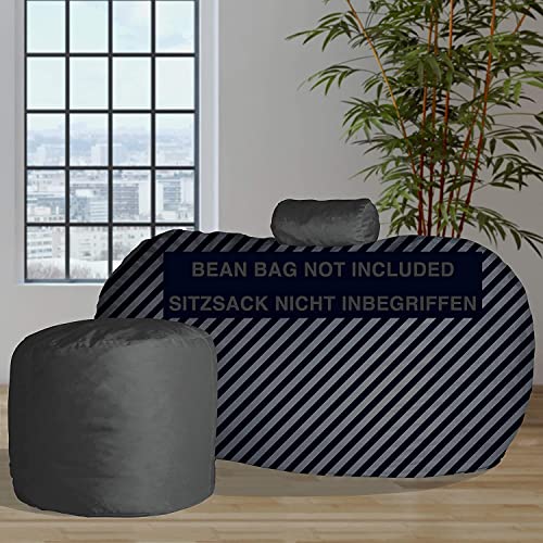Charlie & Finn Juego de salón en Gris Platino para el Beanbag Gigante Cómodo cojín y reposapiés Estable para la máxima Comodidad al Sentarse y acostarse!