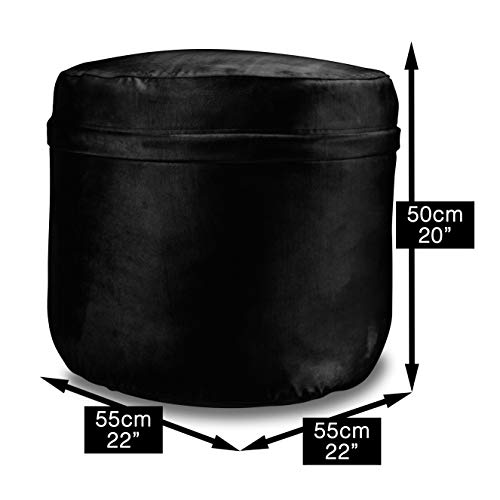 Charlie & Finn Juego de salón en Negro Nocturno para el Beanbag Gigante Cómodo cojín y reposapiés Estable para la máxima Comodidad al Sentarse y acostarse!