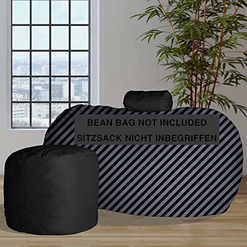 Charlie & Finn Juego de salón en Negro Nocturno para el Beanbag Gigante Cómodo cojín y reposapiés Estable para la máxima Comodidad al Sentarse y acostarse!