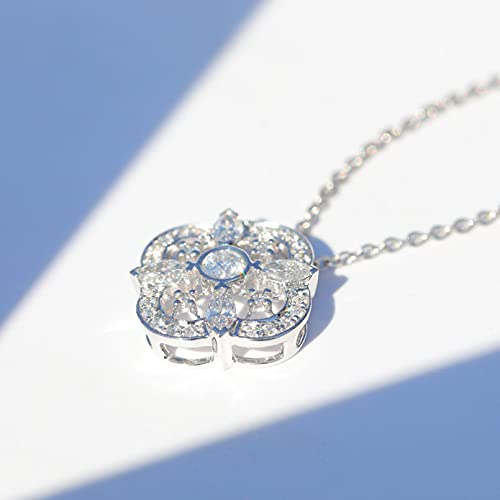 chenyueshangmao Collar Colgante Platinum Light Luxury Super Flash Trébol de Cuatro Hojas Colgante de Diamante Collar de Ojo de Caballo de Diamante Femenino Cadena de clavícula Collar Amistad Regalo