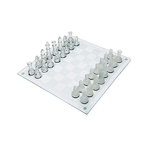 Chess Board Game Chess Set Fine Glass Chess Game Set Solid Glass Chess Pieces and Crystal Mirror Chess Board for Youth Adults