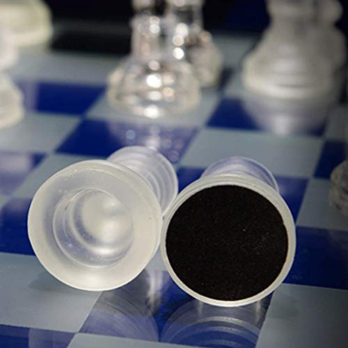 Chess Board Game Chess Set Fine Glass Chess Game Set Solid Glass Chess Pieces and Crystal Mirror Chess Board for Youth Adults