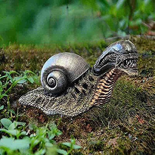 CHHD Estatua de jardín de Caracol alienígena, Estatua de Figura de Caracol alienígena, estatuas de Caracol alienígena al Aire Libre, Escultura de Resina de Caracol xenomórfica, decoraci