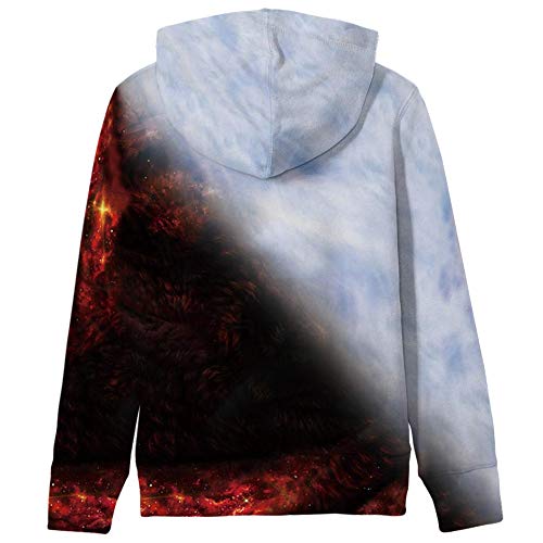 chicolife Niños Niñas Sudadera con Capucha 3D Lobo Blanco y Negro Impreso Hoodie Dibujos Animados Ropa con Bolsillos, M, 5-6 años