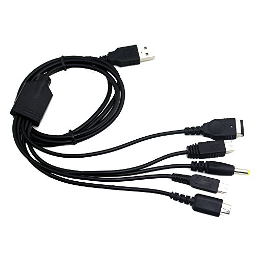Childhood 5 en 1 Cable de carga USB Fuente de alimentación Cargador Adaptador para Wii U GBA SP DSi NDSi DSL XL 2DS 3DS N3DS DS Lite PSP 1000 2000