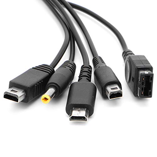 Childhood 5 en 1 Cable de carga USB Fuente de alimentación Cargador Adaptador para Wii U GBA SP DSi NDSi DSL XL 2DS 3DS N3DS DS Lite PSP 1000 2000