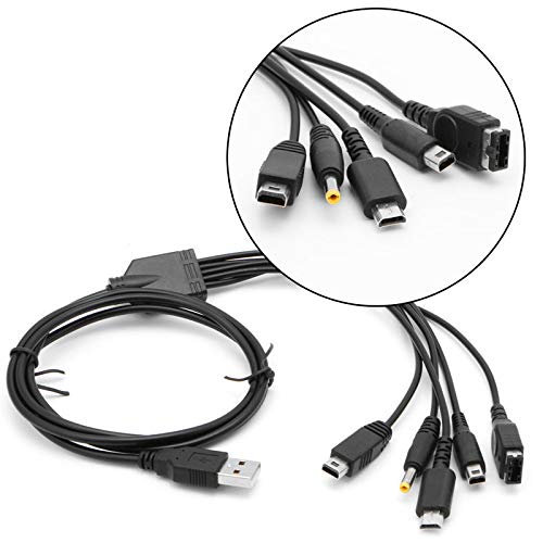 Childhood 5 en 1 Cable de carga USB Fuente de alimentación Cargador Adaptador para Wii U GBA SP DSi NDSi DSL XL 2DS 3DS N3DS DS Lite PSP 1000 2000