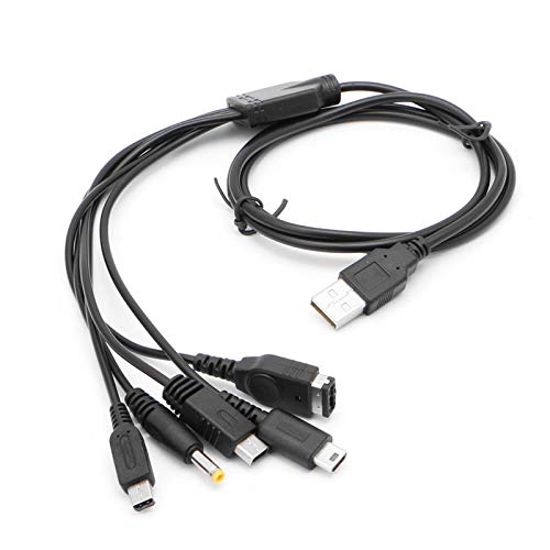 Childhood 5 en 1 Cable de carga USB Fuente de alimentación Cargador Adaptador para Wii U GBA SP DSi NDSi DSL XL 2DS 3DS N3DS DS Lite PSP 1000 2000